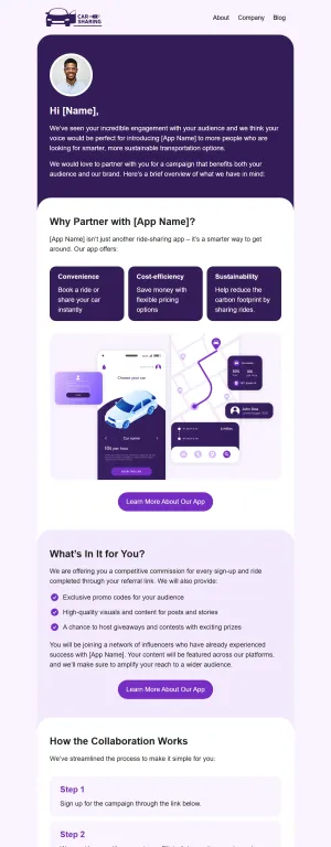 Influencer outreach email template for the SaaS industry