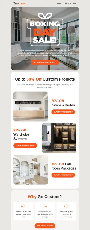 Boxing Day template for the Furniture and Interior industry