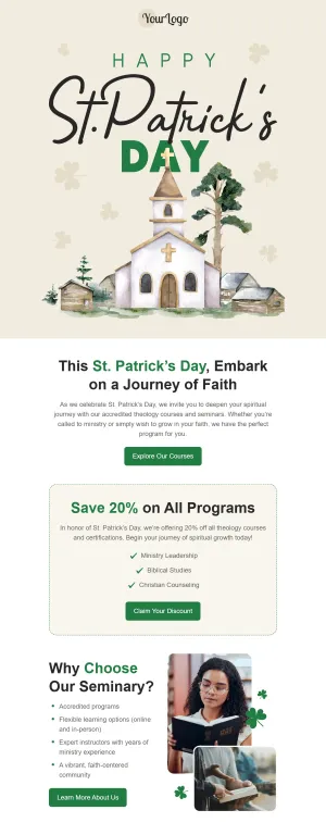 St. Patrick’s Day template for the Religious Organizations industry