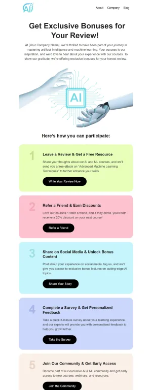 Customer review template for the Education industry