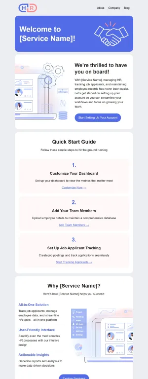 Onboarding template for the SaaS industry