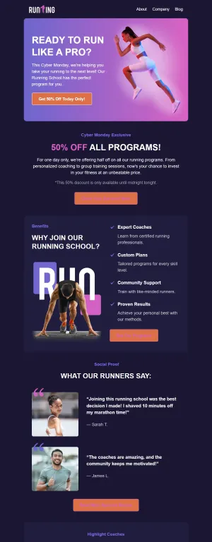 Cyber Monday template for the Sports industry