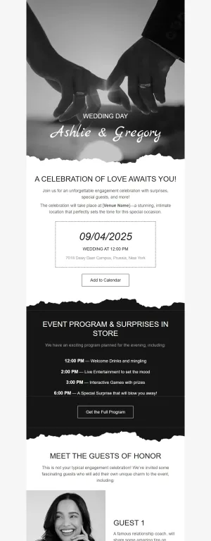 Engagement invitation email template