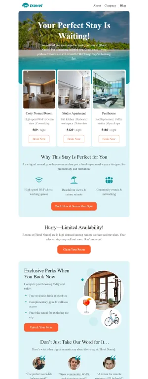 Abandoned cart template for the Hotel and Inn industry
