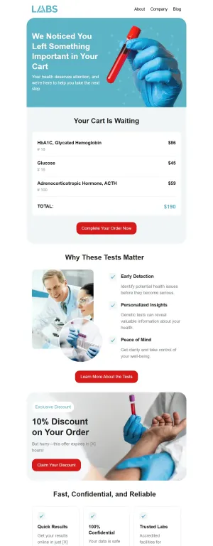 Abandoned cart template for the Healthcare industry