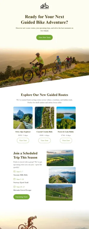 Retention email template for the Travel and Adventure Services industry