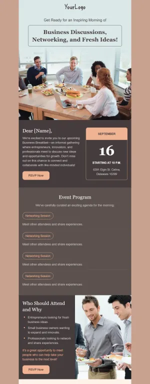 Events template for the E-commerce industry
