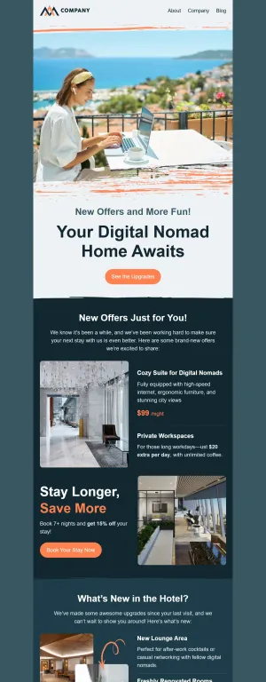 Retention email template for the Hotels and Inns industry