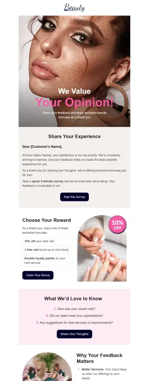 Survey template for the Beauty Salons and Barbershops industry