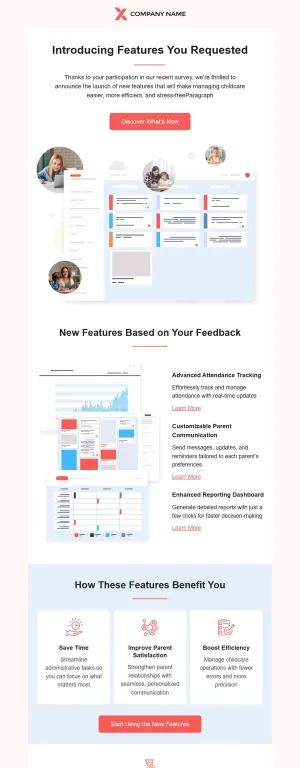 Product feature announcement template for the SaaS industry