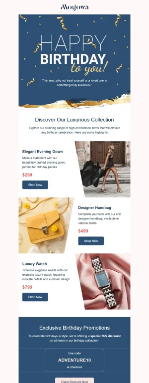 Birthday template for the E-commerce industry