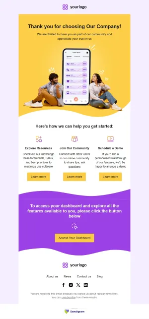 Thank You email template for the SaaS industry