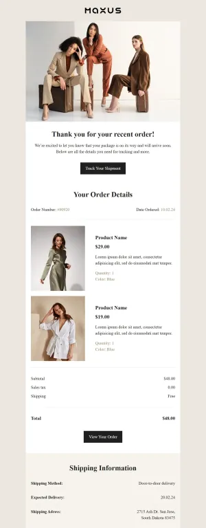 Transactional email template for the SaaS industry