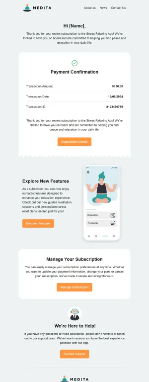 Transactional email template for the SaaS industry