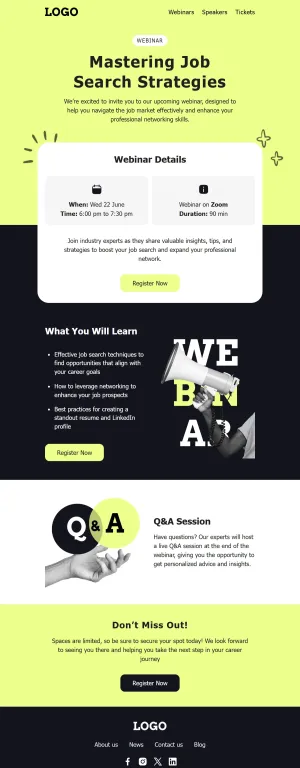 Webinar announcement template for the SaaS industry