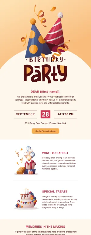 Birthday template for the Event industry
