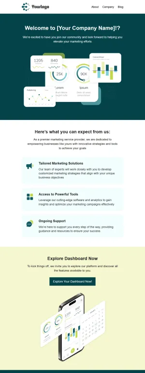 Welcome email template for the SaaS industry
