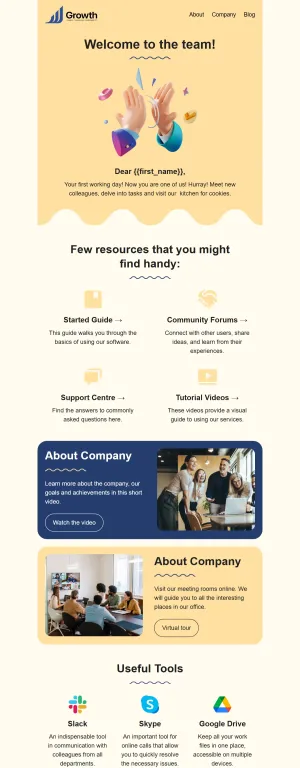 Welcome email template for the SaaS industry