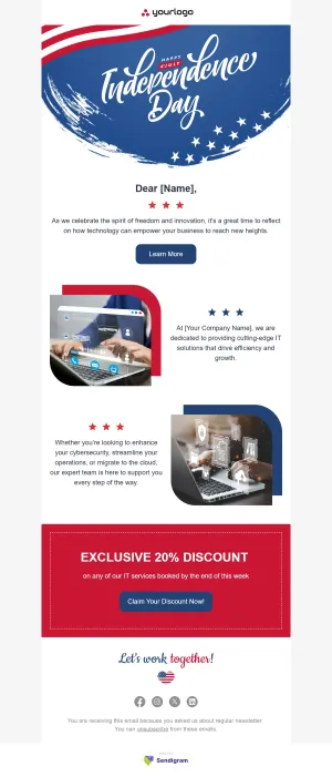 Independence Day template for the SaaS industry