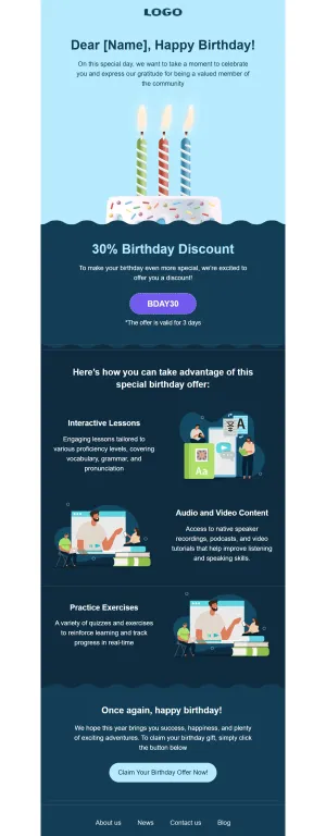 Birthday template for the SaaS industry