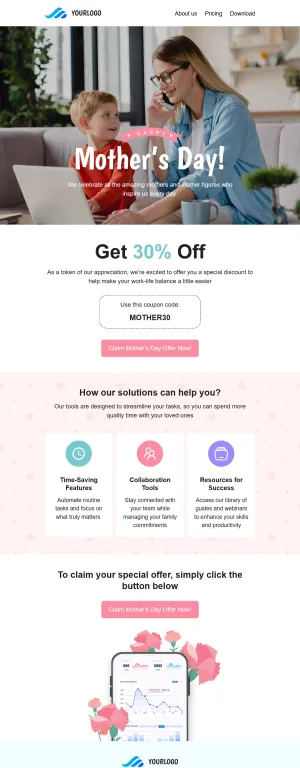 Mother's Day template for the SaaS industry