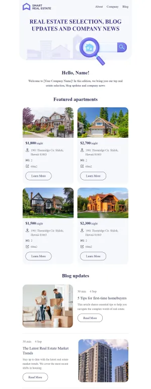 Blog newsletter template for the Real Estate industry